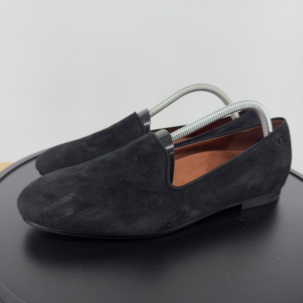 Vionic Willa Black Suede Loafers Womens 9.5 Wide Flat Smoking Slipper Shoes